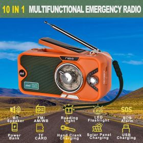3600mAh Emergency Crank &NOAA Weather Radio; Hand Crank/Solar/USB Charging; Portable Radio With (AM FM /WB); Radio With Other Function For BT Spe 3600mAh Emergency Crank &NOAA Weather Radio; Hand Crank/Solar/USB Charging; Portable Radio With (AM FM /WB); Radio With Other Function For BT Spe